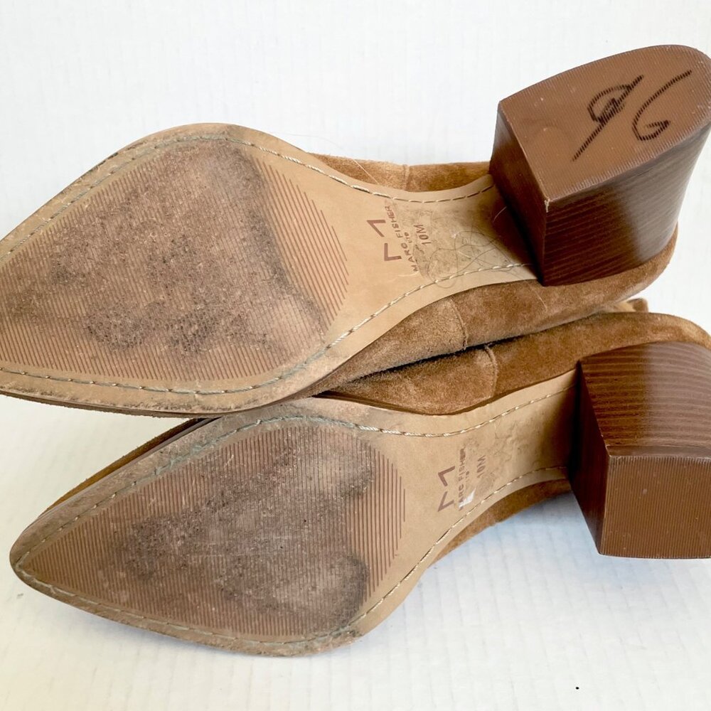 Marc Fisher Alva Suede Ankle Booties With Stacked Heel - Picture 7 of 11